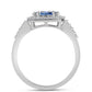 Strieborný Prsteň s S Oceánovo Modrým Moissanitom a Bielym Topásom