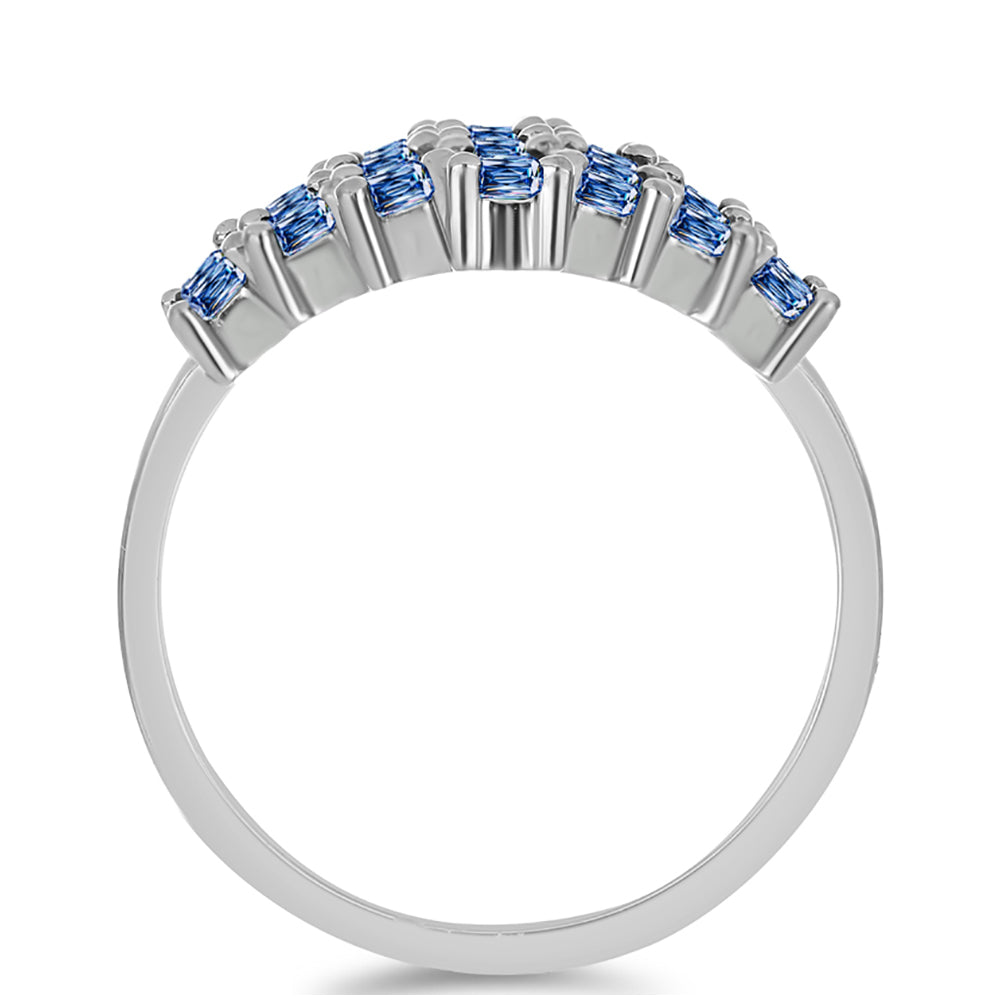 Strieborný Prsteň s S Oceánovo Modrým Moissanitom