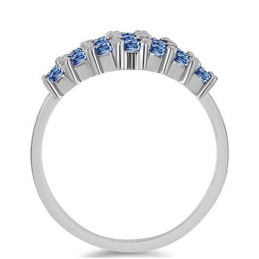 Strieborný Prsteň s S Oceánovo Modrým Moissanitom