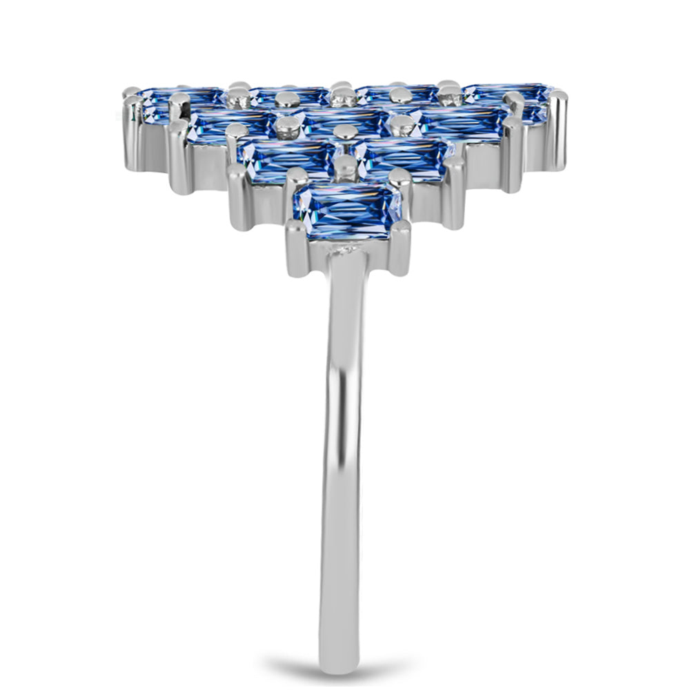 Strieborný Prsteň s S Oceánovo Modrým Moissanitom 4 