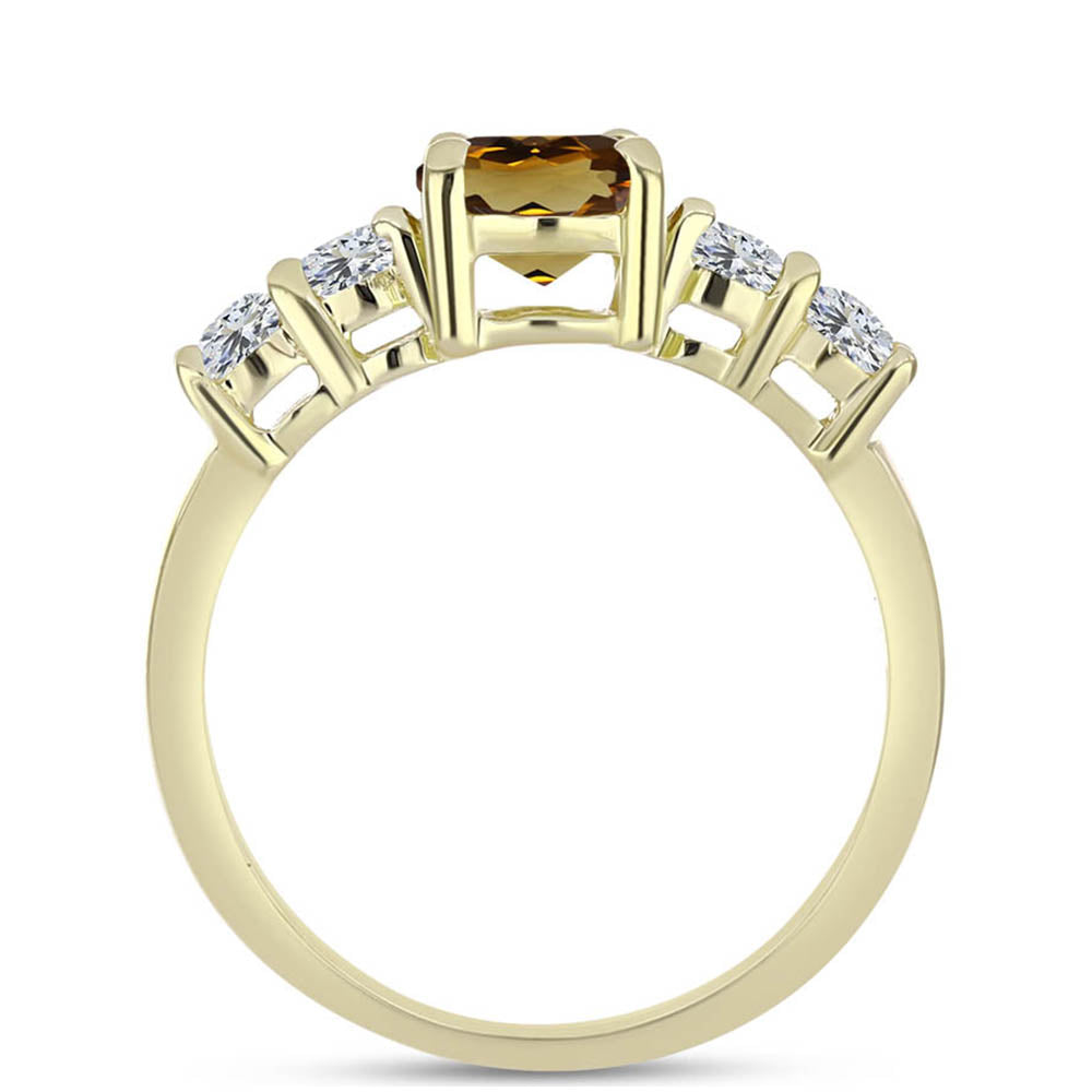 Pozlátený Strieborný Prsteň s Koňakovým Kremeňom a Bielym Topásom