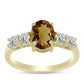 Pozlátený Strieborný Prsteň s Koňakovým Kremeňom a Bielym Topásom