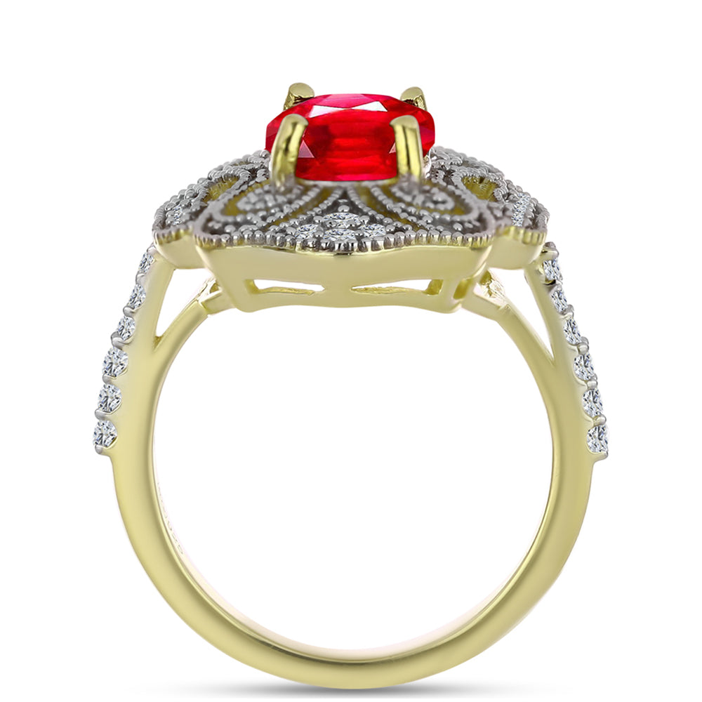 Pozlátený Strieborný Prsteň s Červeným Achátom a Bielym Topásom 2 