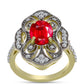 Pozlátený Strieborný Prsteň s Červeným Achátom a Bielym Topásom