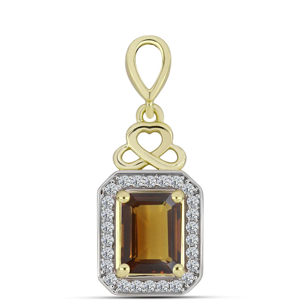 Pozlátený Strieborný Prívesok s Koňakovým Kremeňom a Bielym Topásom