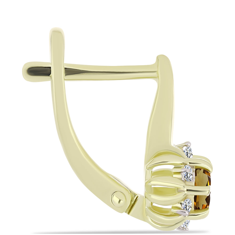 Pozlátené Strieborné Náušnice s Koňakovým Kremeňom a Bielym Topásom 2 