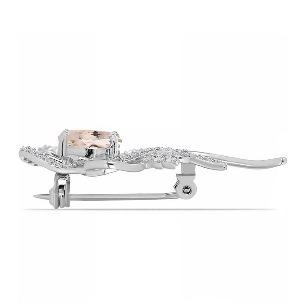 Strieborný Brošňa s Gozareh Morganitom a Bielym Topásom 2 