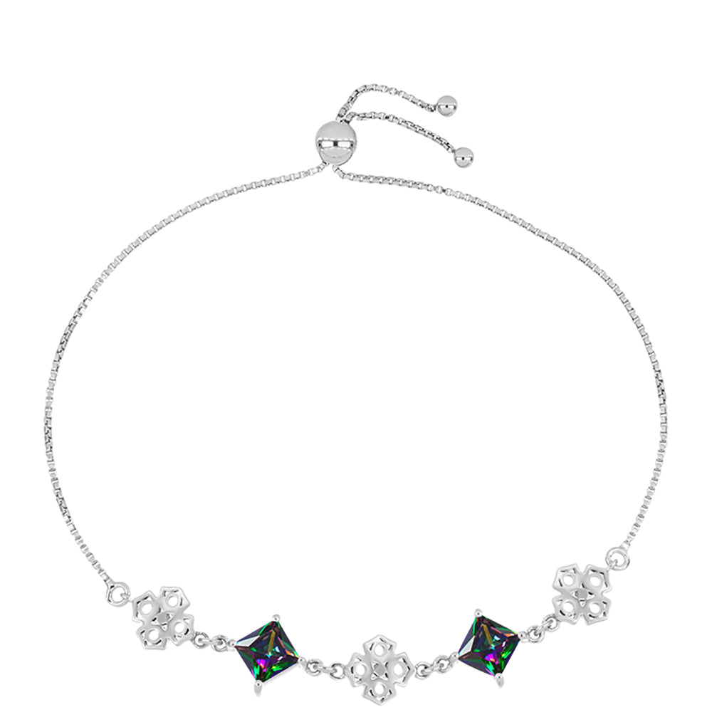 Strieborný Náramok s Brazílskym Mysticky Zeleným Kremeňom 1 