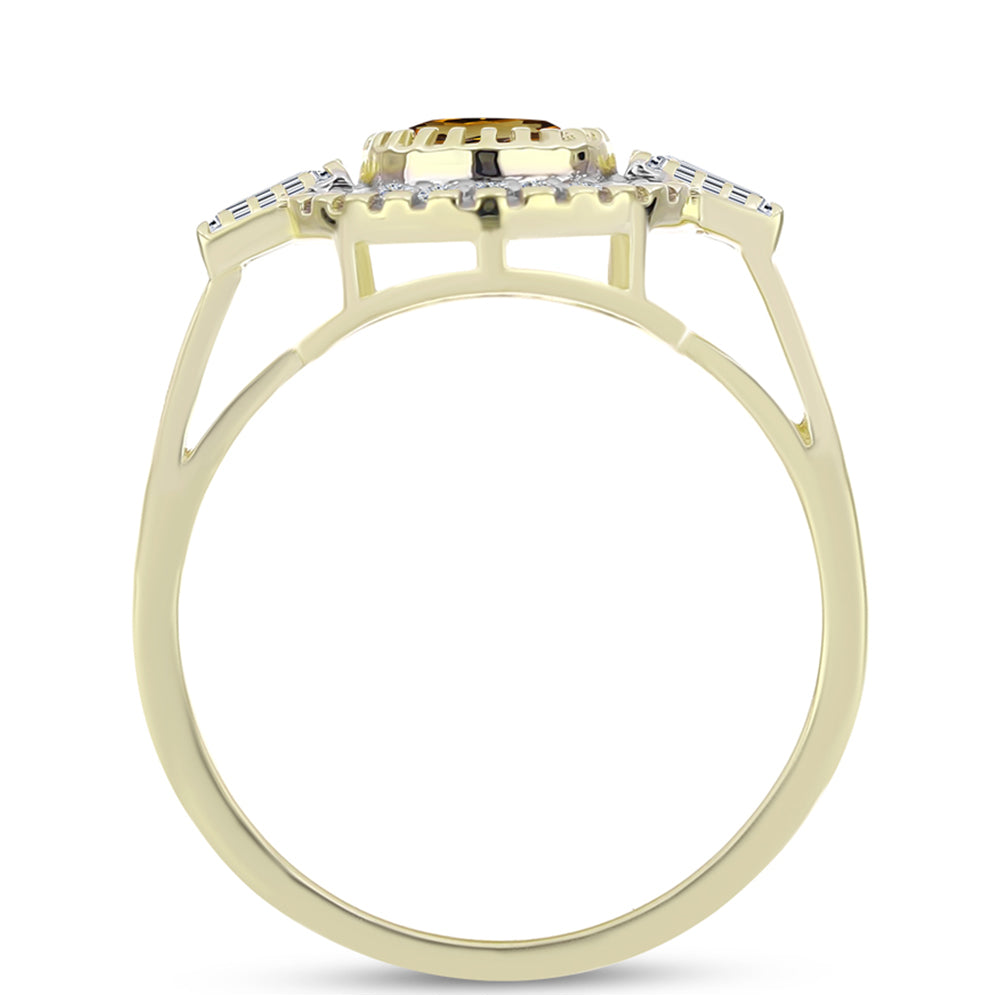 Pozlátený Strieborný Prsteň s Koňakovým Kremeňom a Bielym Topásom 2 