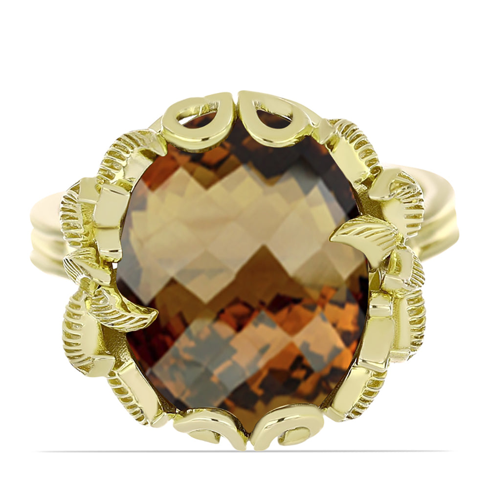 Pozlátený Strieborný Prsteň s Koňakovým Kremeňom