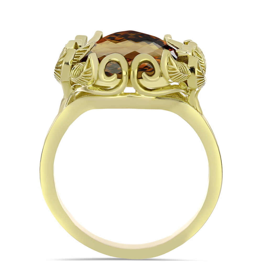 Pozlátený Strieborný Prsteň s Koňakovým Kremeňom 2 
