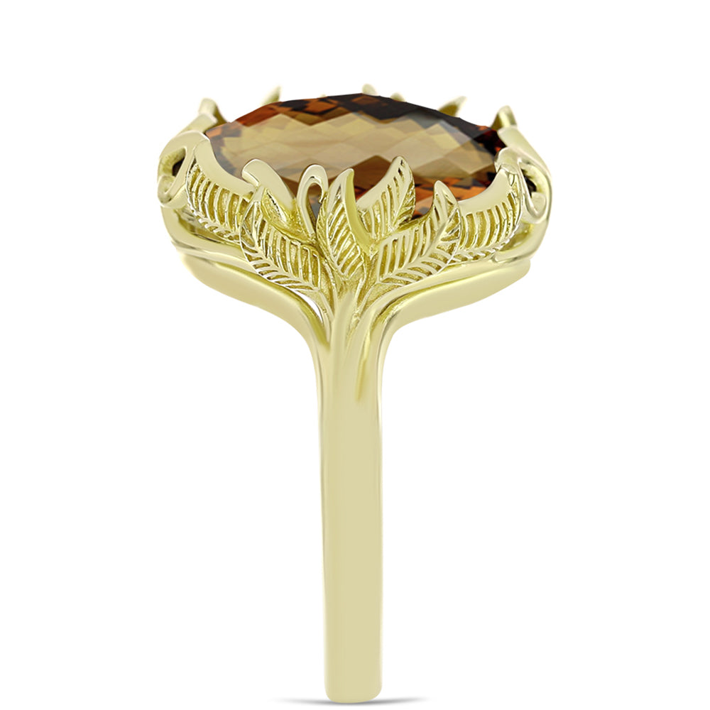 Pozlátený Strieborný Prsteň s Koňakovým Kremeňom 4 