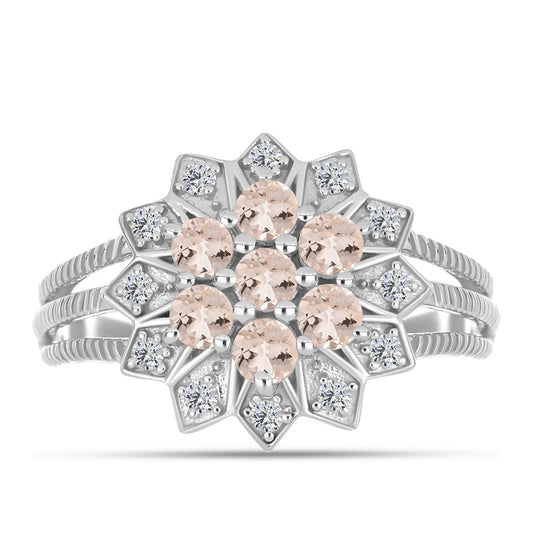 Strieborný Prsteň s Gozareh Morganitom a Bielym Topásom