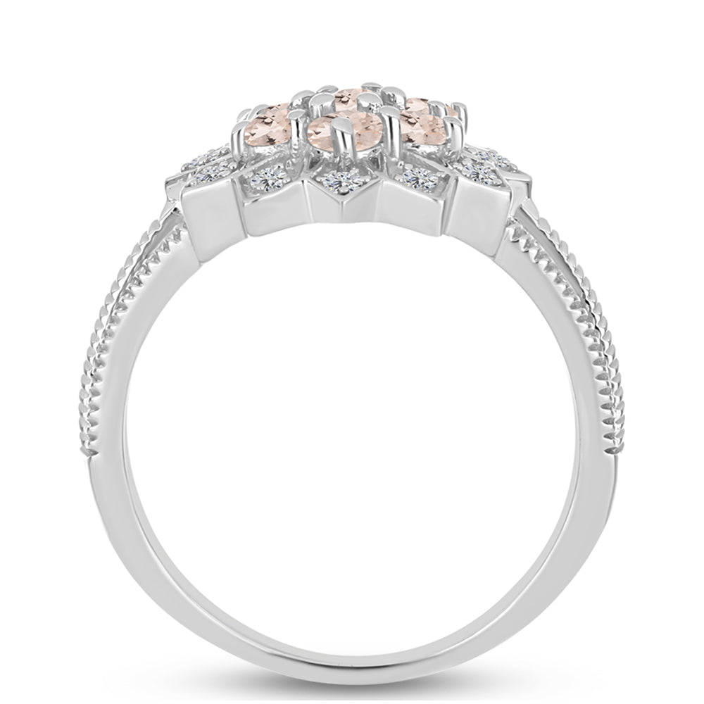 Strieborný Prsteň s Gozareh Morganitom a Bielym Topásom 2 