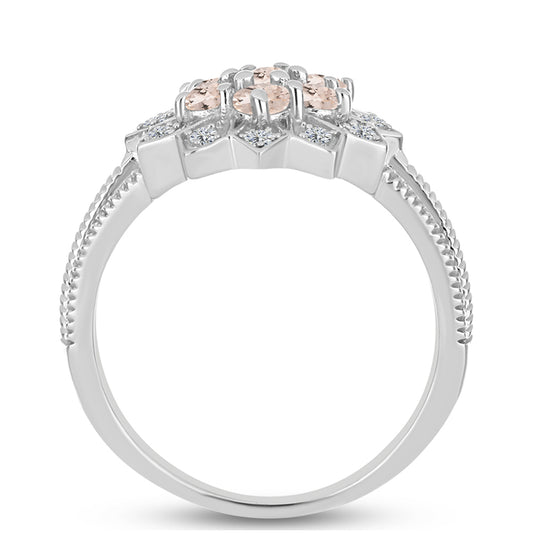 Strieborný Prsteň s Gozareh Morganitom a Bielym Topásom