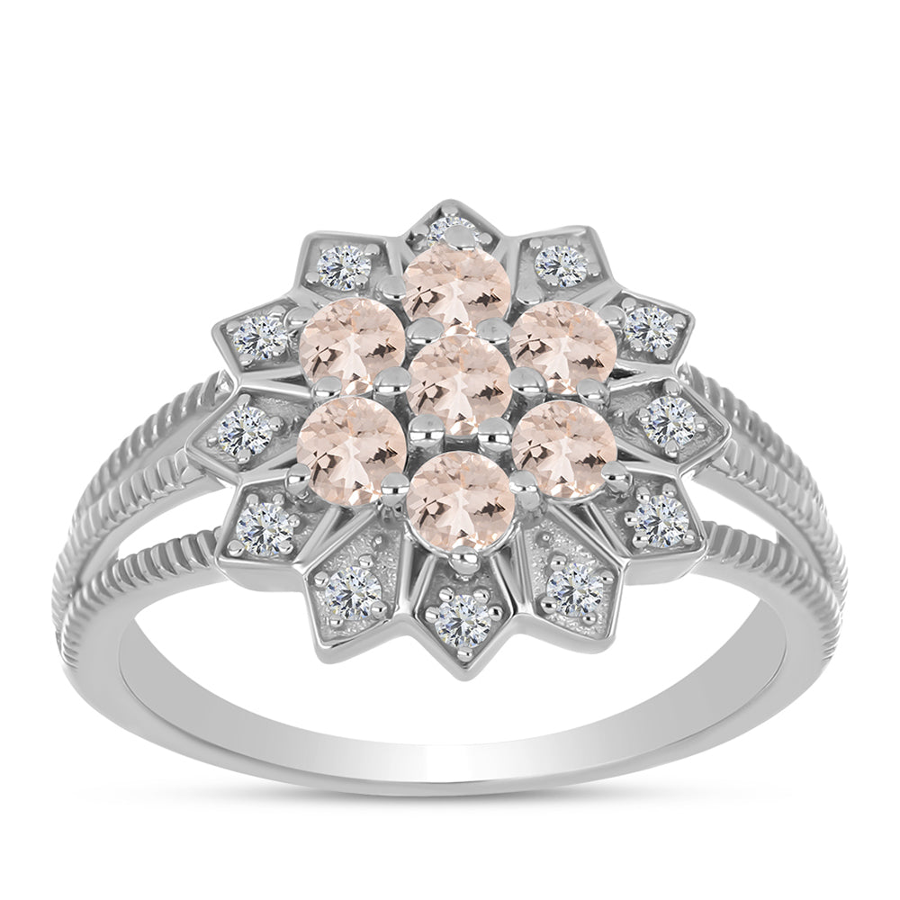 Strieborný Prsteň s Gozareh Morganitom a Bielym Topásom