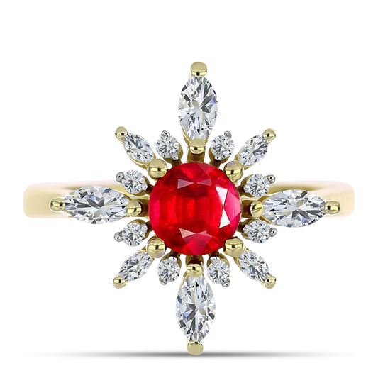 Pozlátený Strieborný Prsteň s Červeným Achátom a Bielym Topásom