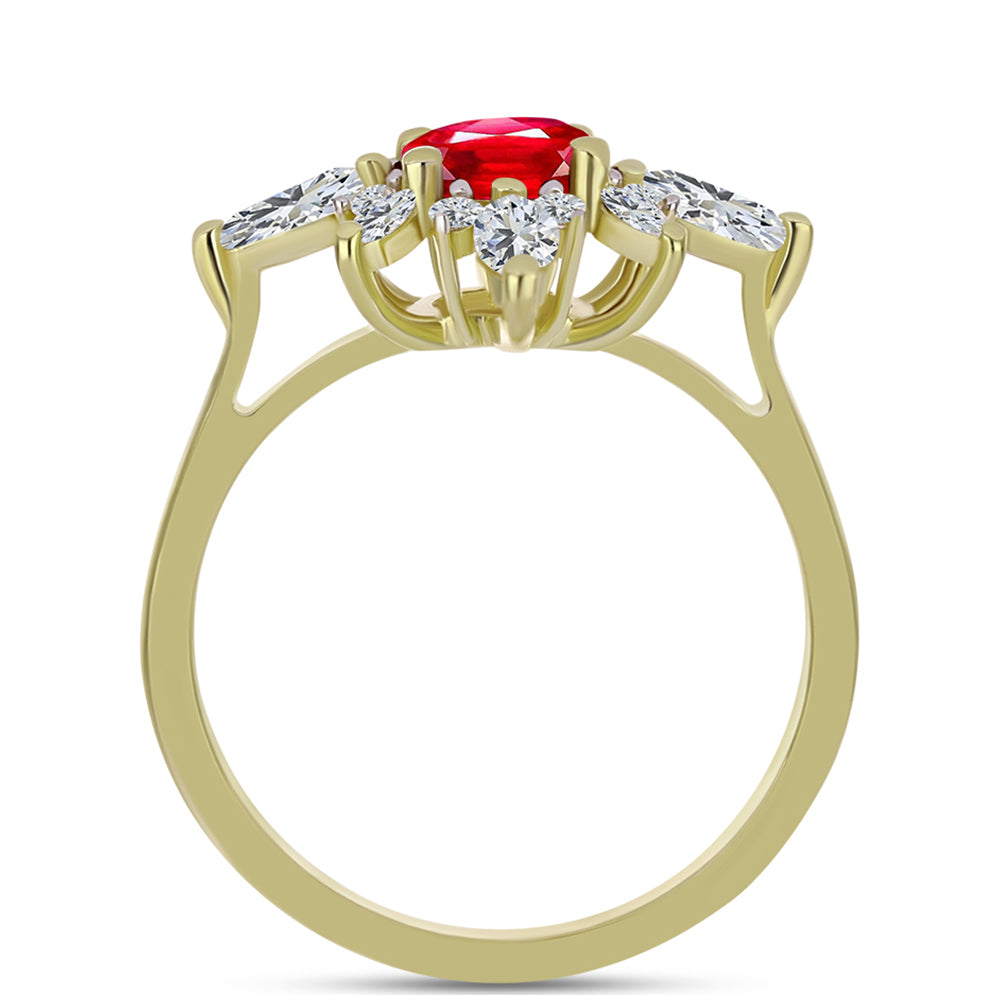 Pozlátený Strieborný Prsteň s Červeným Achátom a Bielym Topásom