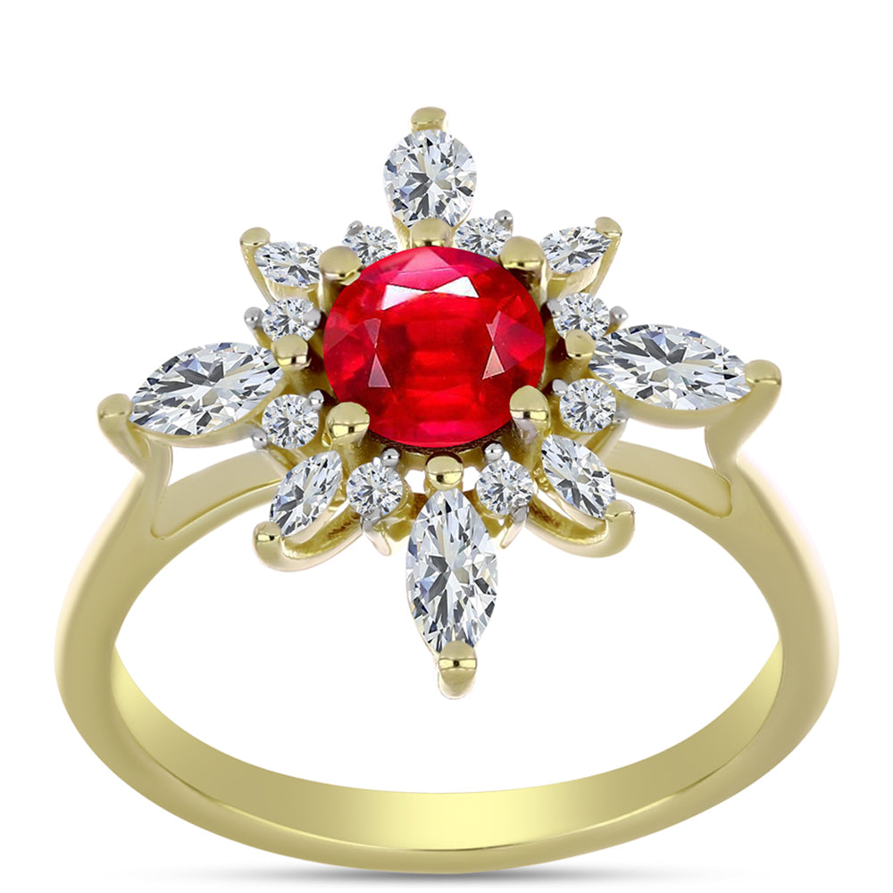 Pozlátený Strieborný Prsteň s Červeným Achátom a Bielym Topásom