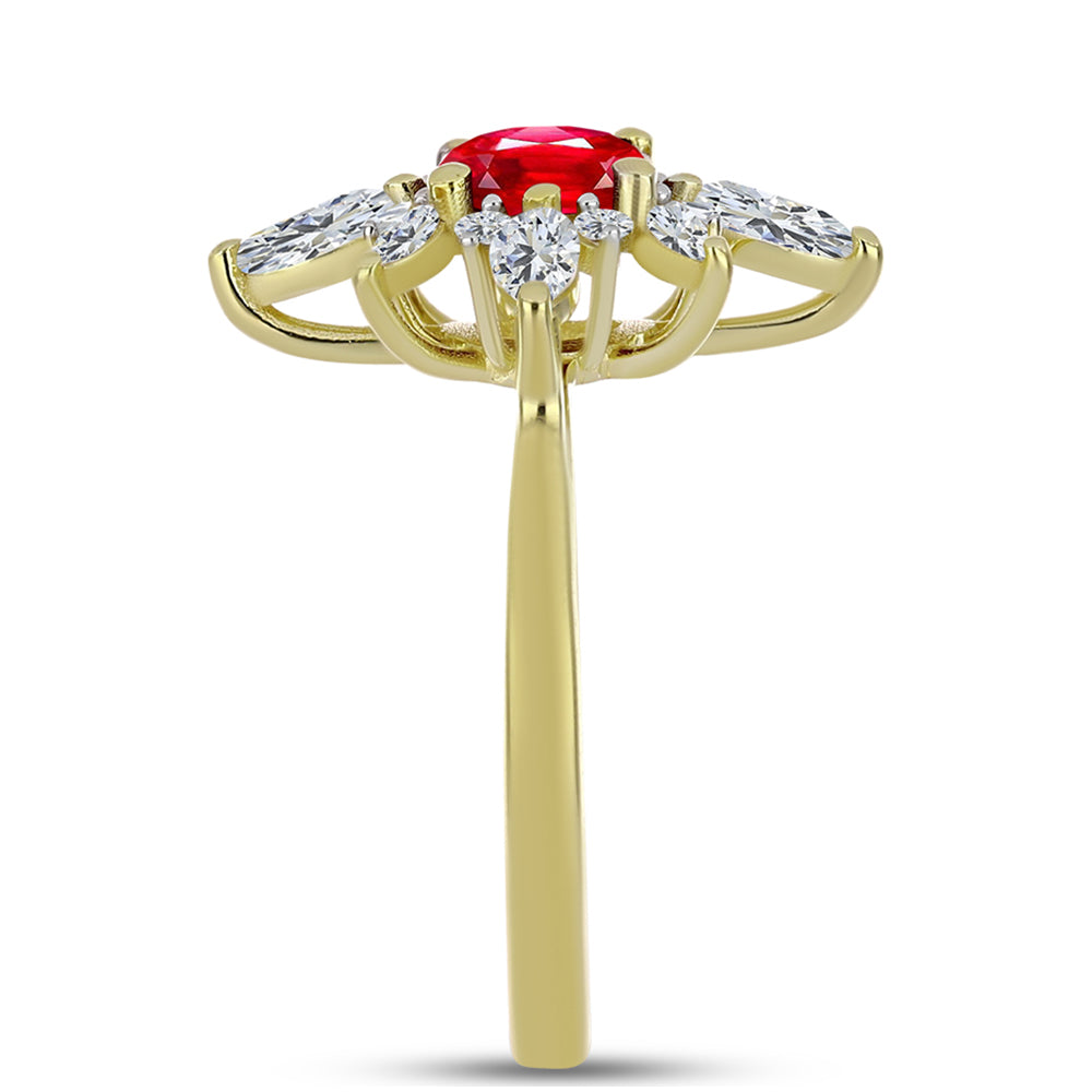 Pozlátený Strieborný Prsteň s Červeným Achátom a Bielym Topásom