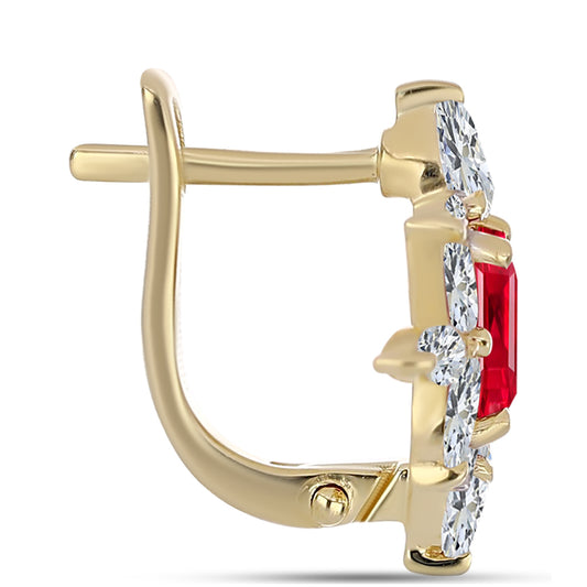 Pozlátené Strieborné Náušnice s Červeným Achátom a Bielym Topásom