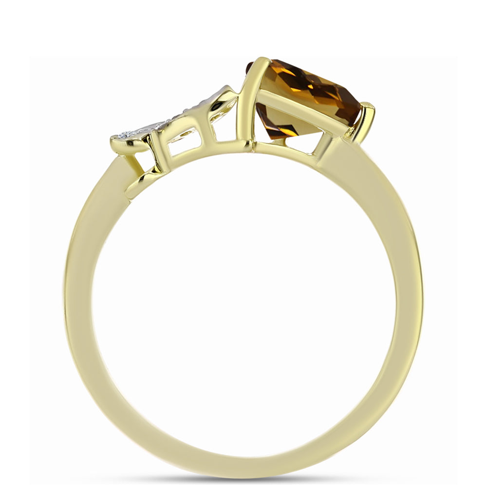 Pozlátený Strieborný Prsteň s Koňakovým Kremeňom a Bielym Topásom
