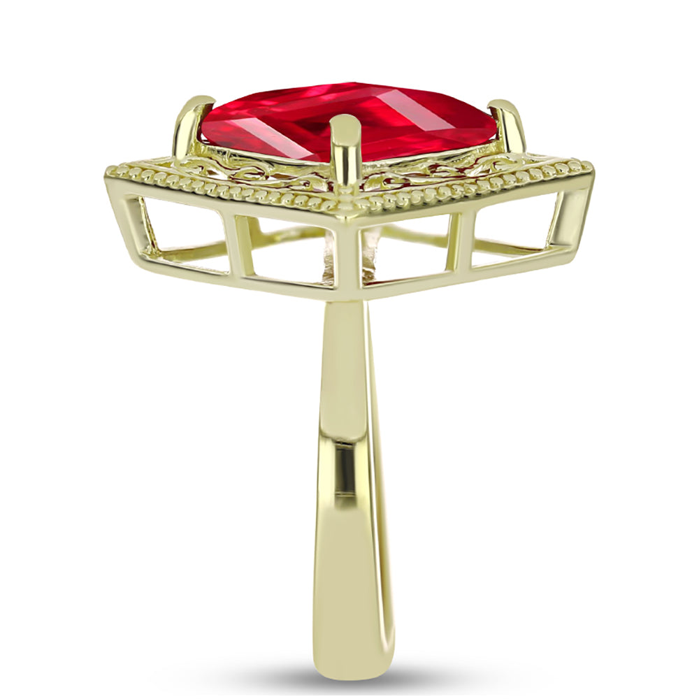 Pozlátený Strieborný Prsteň s Červeným Achátom