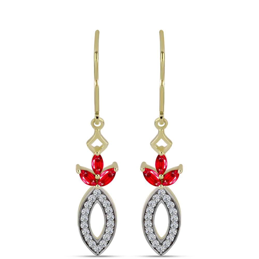 Pozlátené Strieborné Náušnice s Červeným Achátom a Bielym Topásom