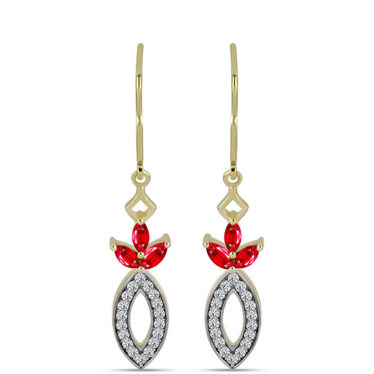 Pozlátené Strieborné Náušnice s Červeným Achátom a Bielym Topásom