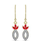 Pozlátené Strieborné Náušnice s Červeným Achátom a Bielym Topásom