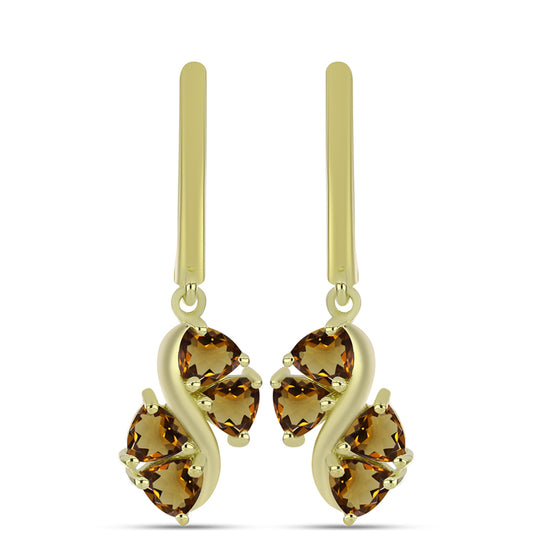 Pozlátené Strieborné Náušnice s Koňakovým Kremeňom