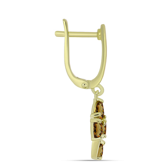 Pozlátené Strieborné Náušnice s Koňakovým Kremeňom