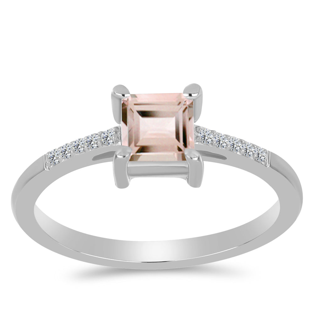 Strieborný Prsteň s Gozareh Morganitom a Bielym Topásom