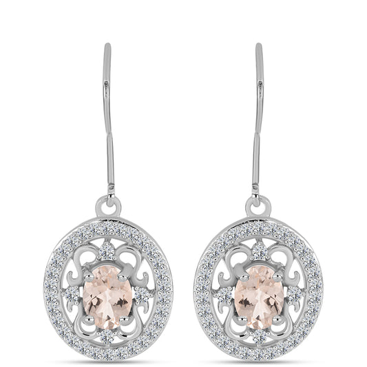 Strieborné Náušnice s Gozareh Morganitom a Bielym Topásom