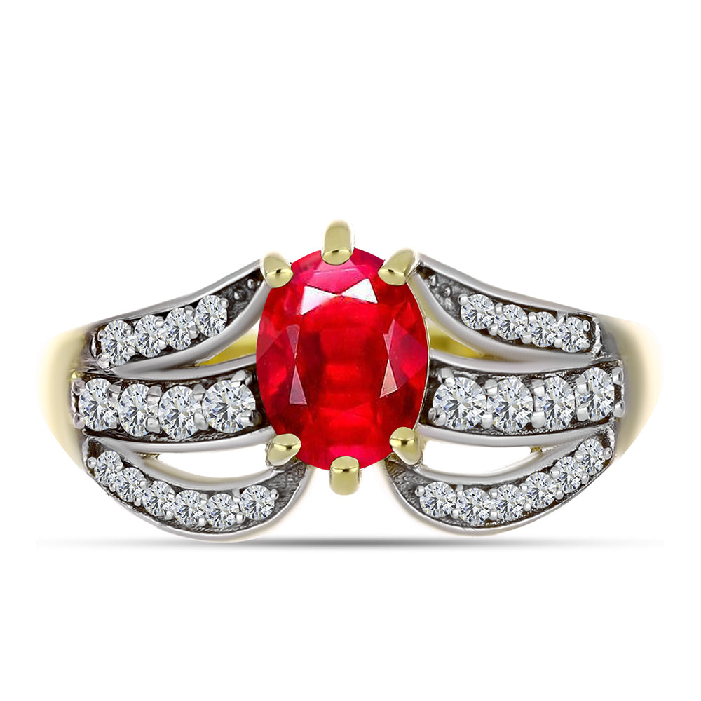 Pozlátený Strieborný Prsteň s Červeným Achátom a Bielym Topásom