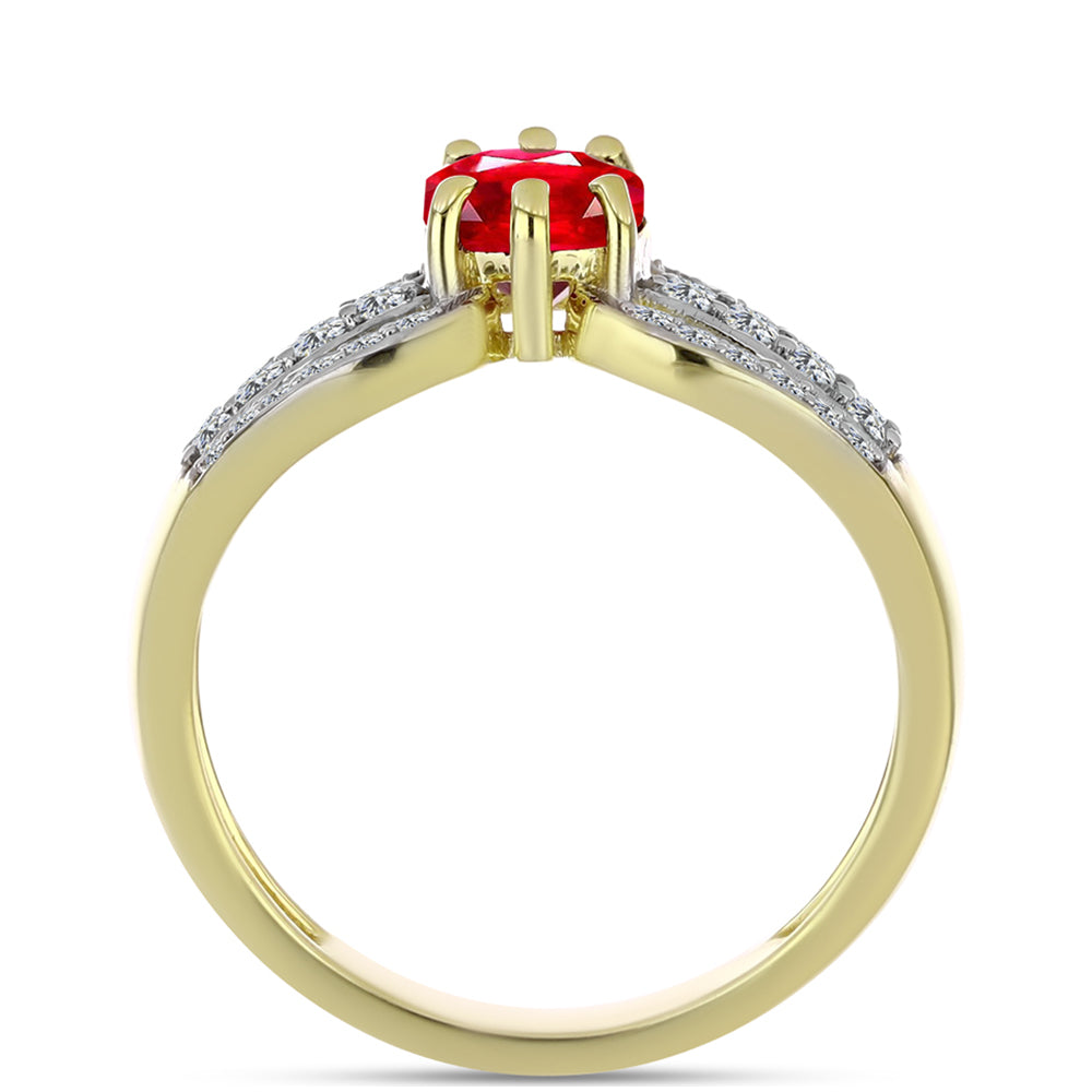 Pozlátený Strieborný Prsteň s Červeným Achátom a Bielym Topásom 2 