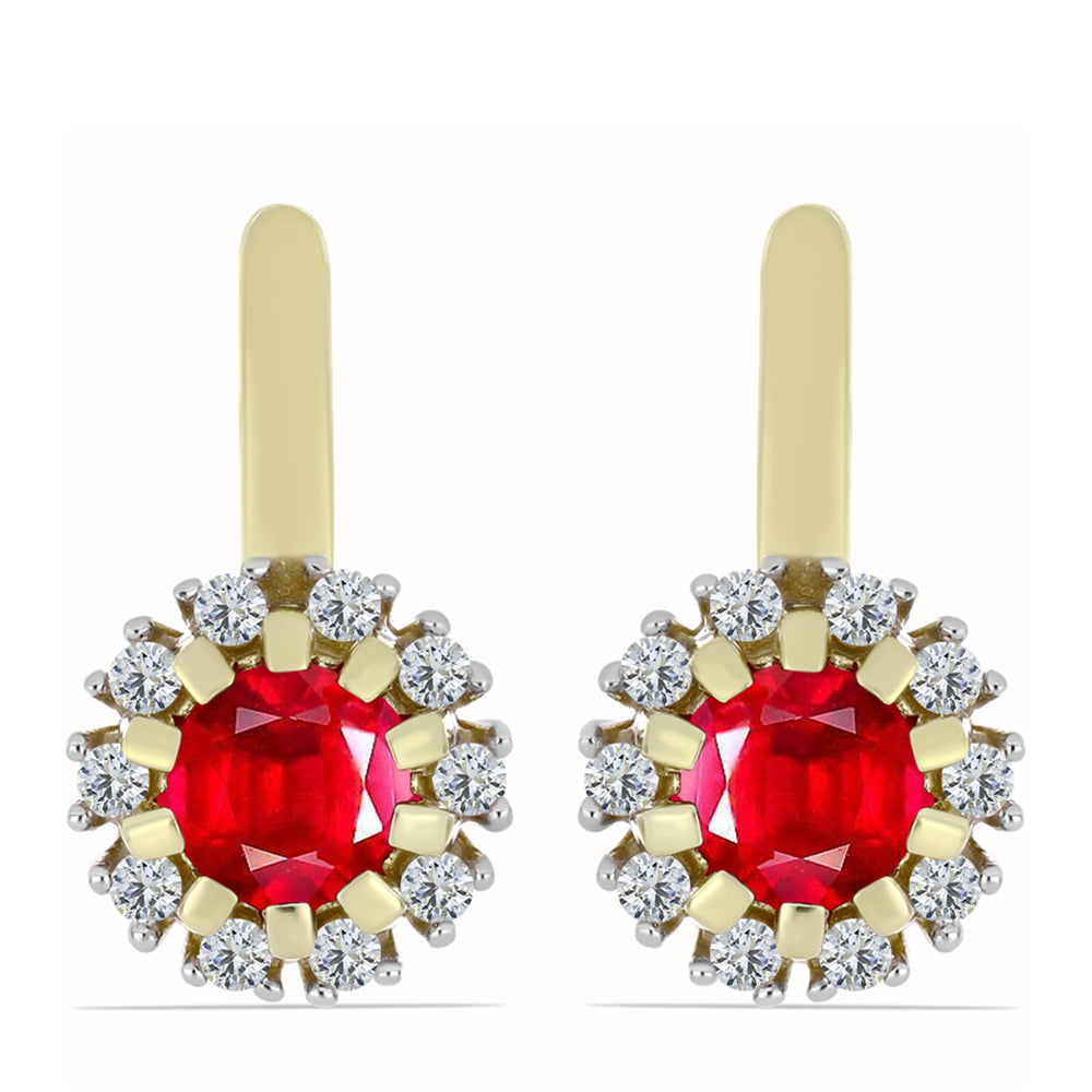 Pozlátené Strieborné Náušnice s Červeným Achátom a Bielym Topásom