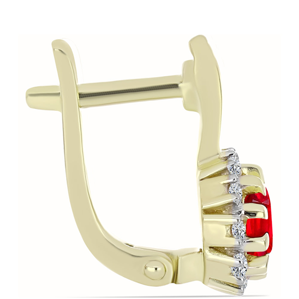 Pozlátené Strieborné Náušnice s Červeným Achátom a Bielym Topásom 2 