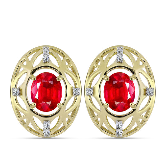 Pozlátené Strieborné Náušnice s Červeným Achátom a Bielym Topásom