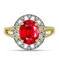 Pozlátený Strieborný Prsteň s Červeným Achátom a Bielym Topásom