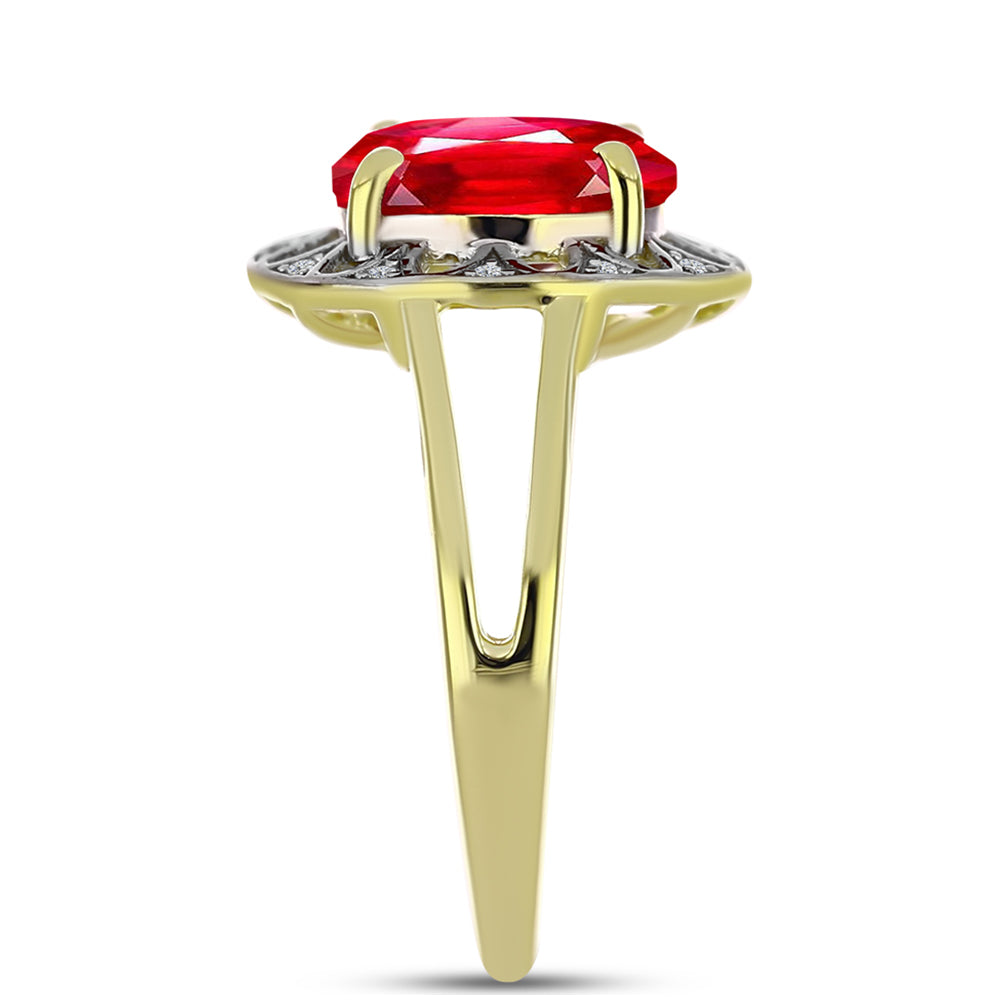 Pozlátený Strieborný Prsteň s Červeným Achátom a Bielym Topásom