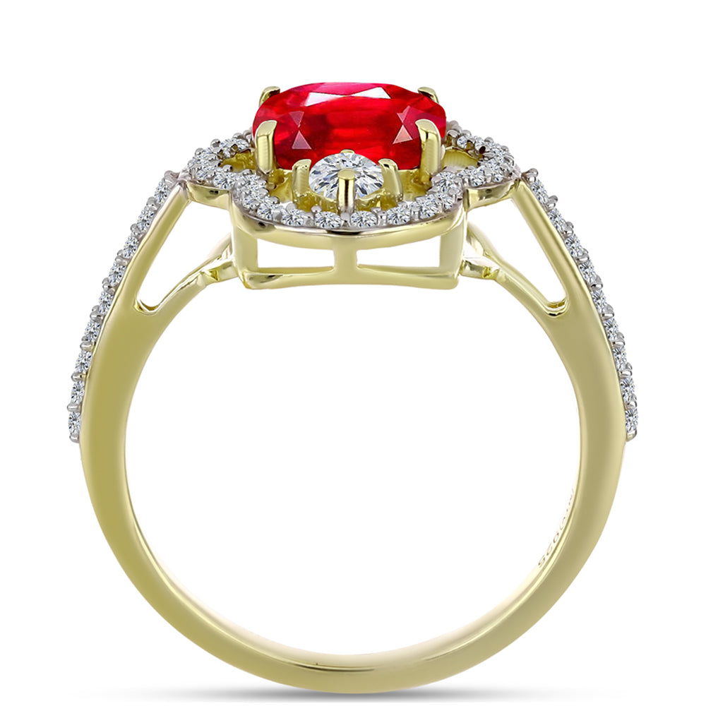 Pozlátený Strieborný Prsteň s Červeným Achátom a Bielym Topásom 2 