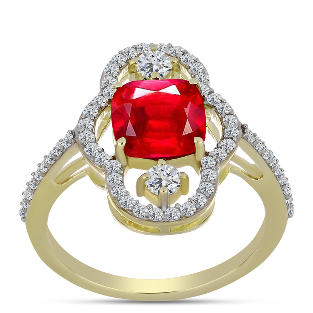 Pozlátený Strieborný Prsteň s Červeným Achátom a Bielym Topásom