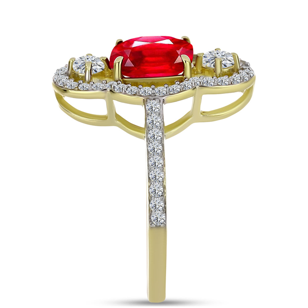 Pozlátený Strieborný Prsteň s Červeným Achátom a Bielym Topásom