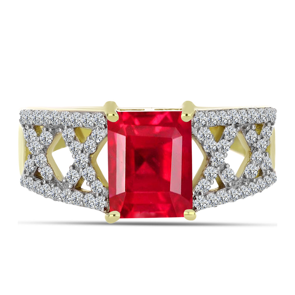 Pozlátený Strieborný Prsteň s Červeným Achátom a Bielym Topásom