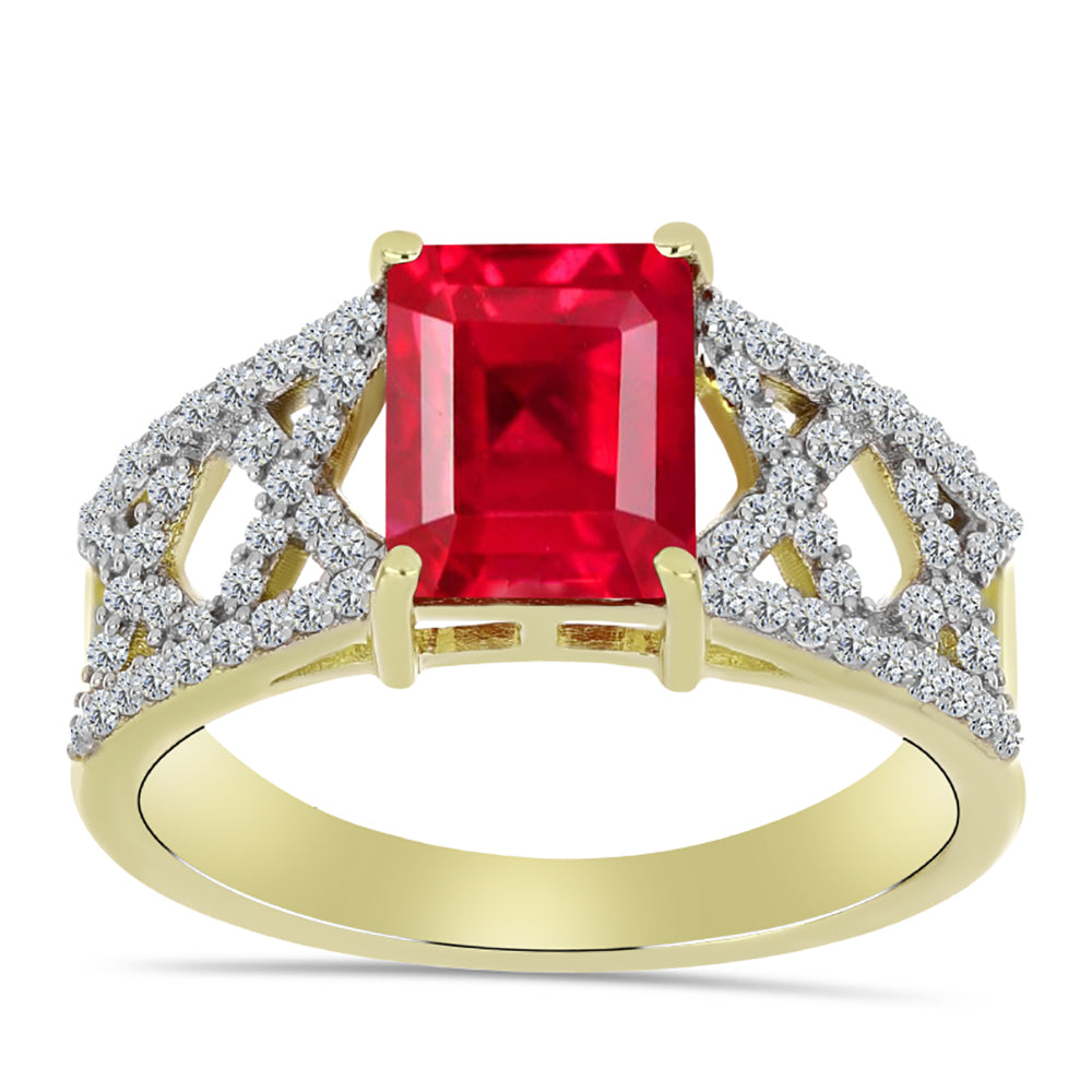 Pozlátený Strieborný Prsteň s Červeným Achátom a Bielym Topásom 3 