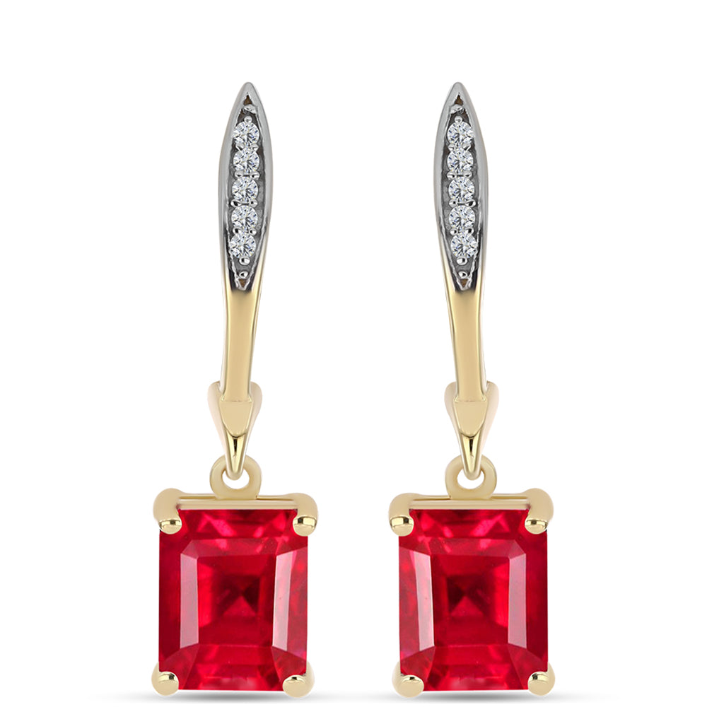 Pozlátené Strieborné Náušnice s Červeným Achátom a Bielym Topásom