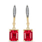 Pozlátené Strieborné Náušnice s Červeným Achátom a Bielym Topásom