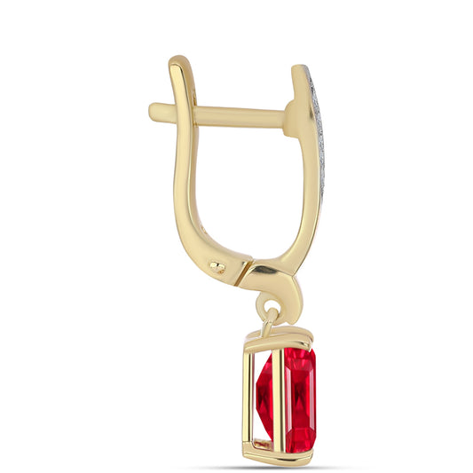 Pozlátené Strieborné Náušnice s Červeným Achátom a Bielym Topásom