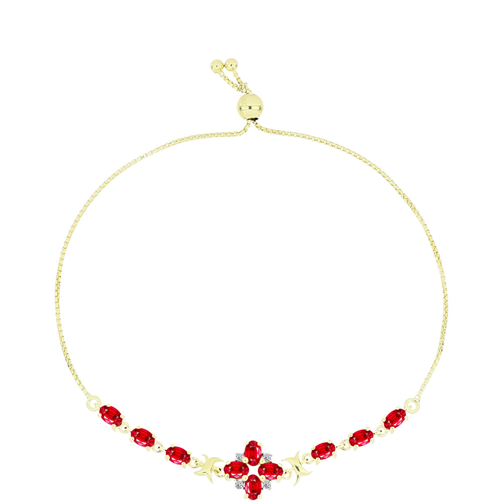 Pozlátený Strieborný Náramok s Červeným Achátom a Bielym Topásom